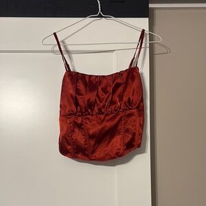 Red Satin Corset Top